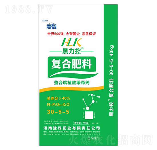 螯合腐殖酸緩釋復(fù)合肥料30-5-5-黑力控-豫珠肥業(yè)
