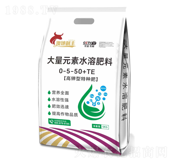 高鉀型大量元素水溶肥料0-5-50+TE-澳地利豐-雨農生物
